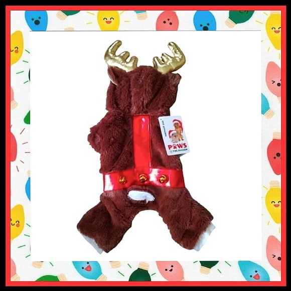 FESTIVE ☆ SMALL DOG ☆ REINDEER COSTUME ☆ MEDIUM ☆ NIP - Picture 1 of 8